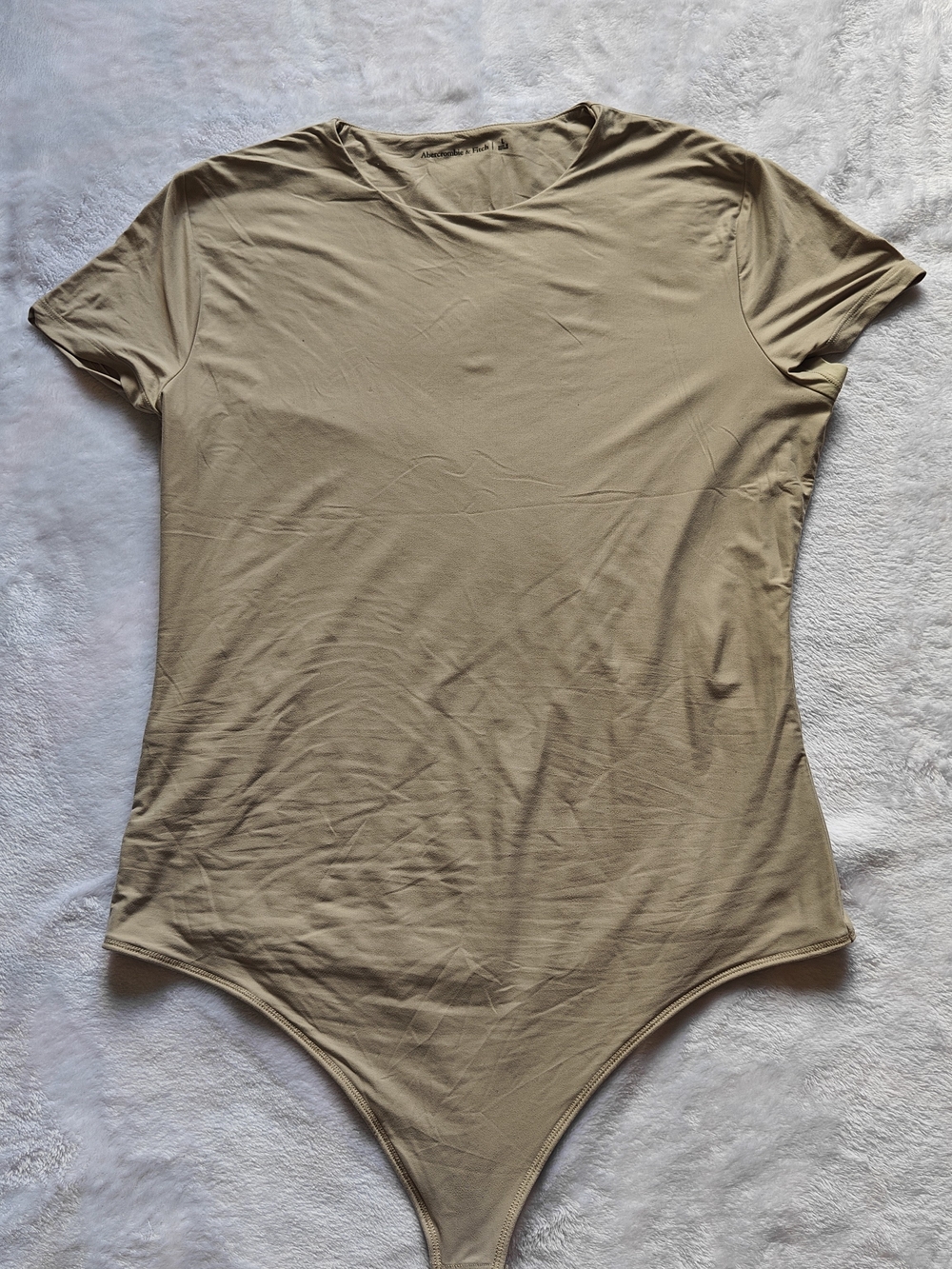 Abercrombie & Fitch Women’s One Piece Bodysuit, Short Sleeve, Beige, L
